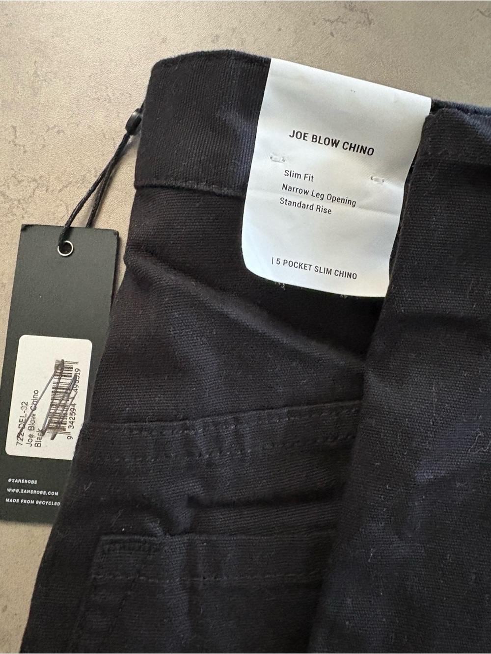 Zanerobe Joe Blow Chino Slim Fit Black Chinos